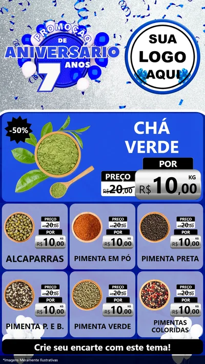 Modelo de Rede Social para Stories com o tema Promoção de Aniversário - 7 Anos para Produtos Naturais
