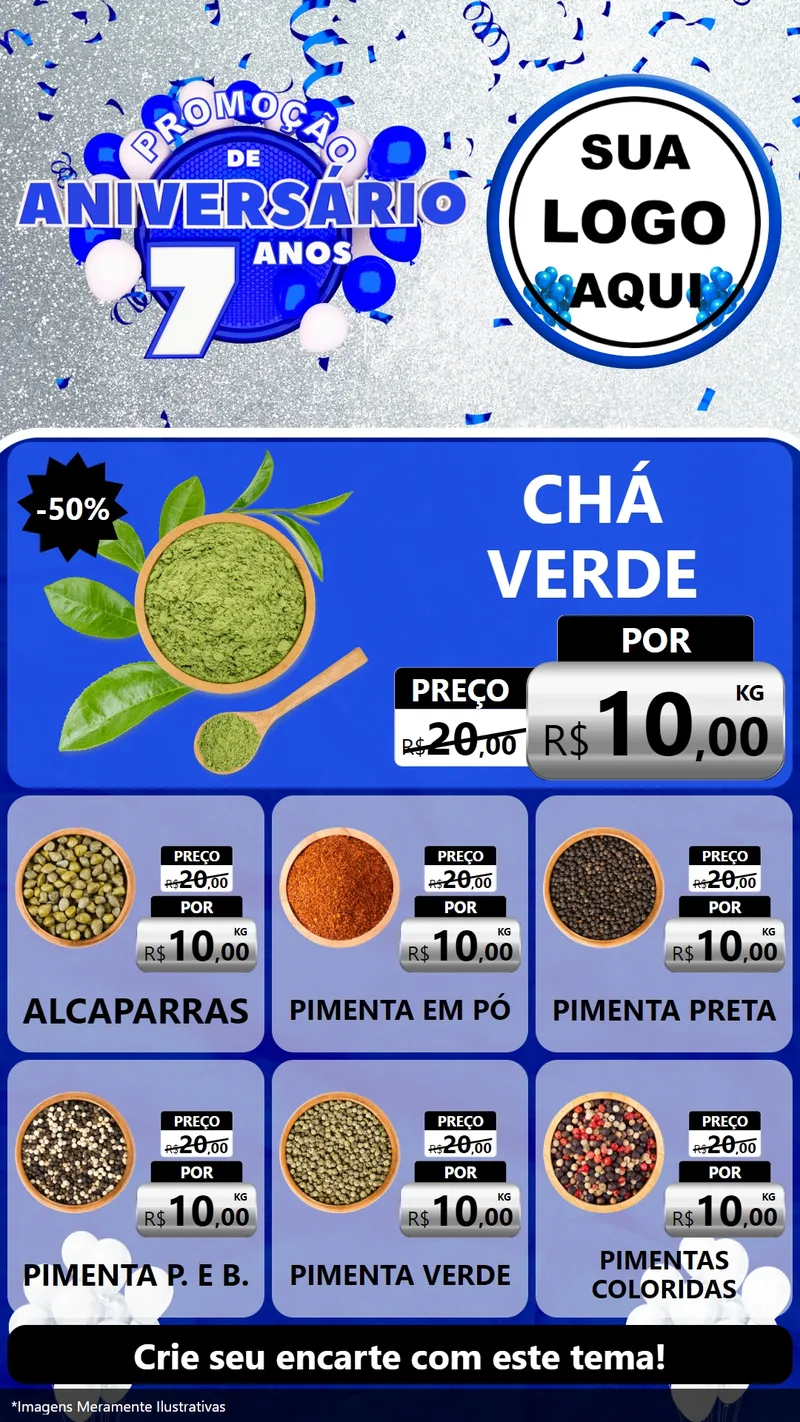 Modelo de Rede Social para Stories com o tema Promoção de Aniversário - 7 Anos para Produtos Naturais