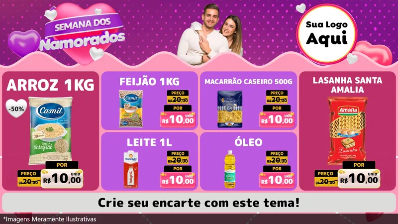 Modelo de TV para TV Horizontal com o tema Semana dos Namorados para Supermercado