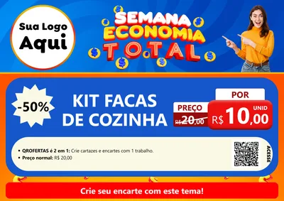 Modelo de Cartaz para Cartaz A4 Horizontal com o tema Semana Economia Total para Utilidades Domésticas