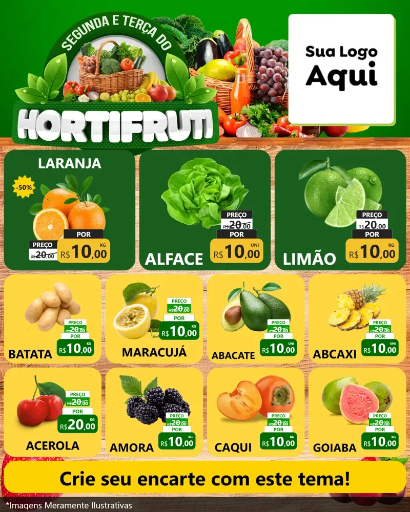 Modelo de Rede Social para Feed Instagram com o tema Segunda e Terça do Hortifruti para Hortifrúti