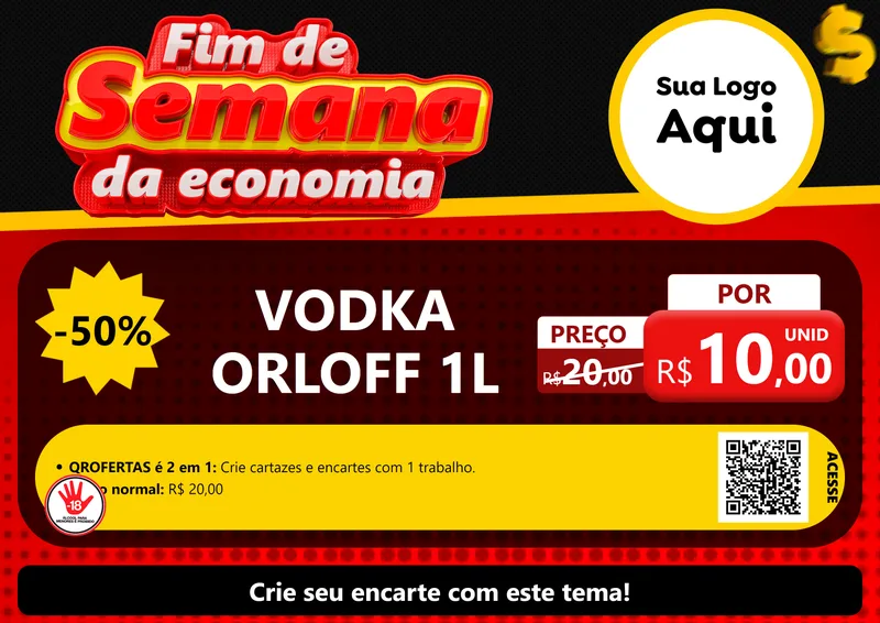 Modelo de Cartaz para Cartaz A4 Horizontal com o tema Fim de Semana da Economia para Distribuidora de bebidas