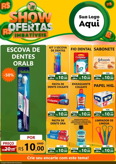 Modelo de Encarte para Encarte A4 Vertical com o tema Show de Ofertas Imbatíveis para Higiene Pessoal