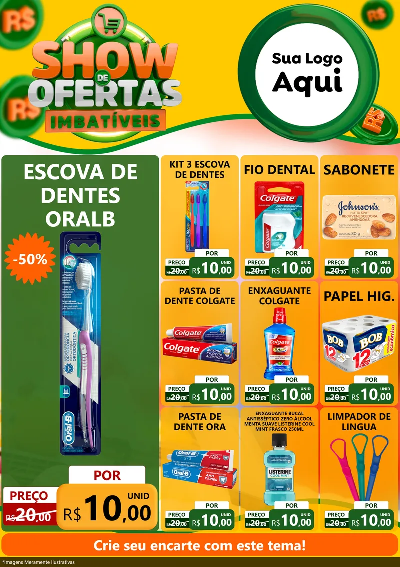 Modelo de Encarte para Encarte A4 Vertical com o tema Show de Ofertas Imbatíveis para Higiene Pessoal