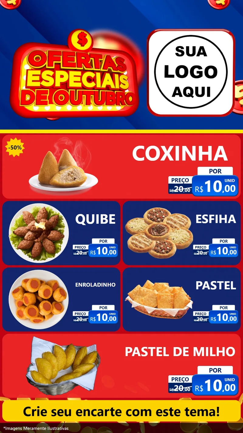 Modelo de TV para TV Vertical com o tema Ofertas Especiais de Outubro para Salgadaria