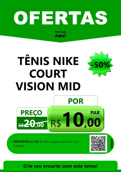 Modelo de Cartaz para Cartaz A4 Vertical com o tema Ofertas Verde Cartaz para Calçados