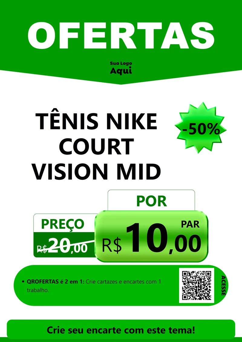 Modelo de Cartaz para Cartaz A4 Vertical com o tema Ofertas Verde Cartaz para Calçados