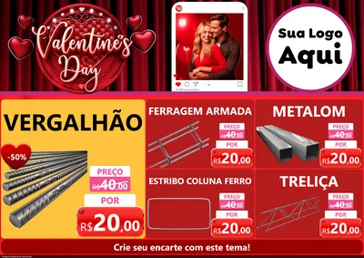 Modelo de Encarte para Encarte A4 Horizontal com o tema Valentine's Day para Ferragens