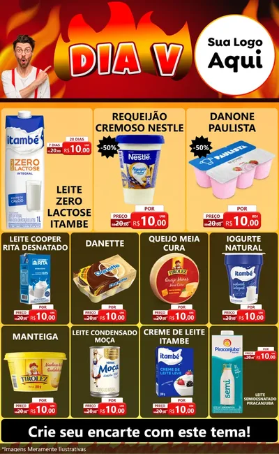 Modelo de Encarte para Encarte Grande com o tema Dia V para Frios e Laticínios