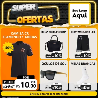 Modelo de Rede Social para Feed Facebook com o tema Super Ofertas para Roupas e acessórios