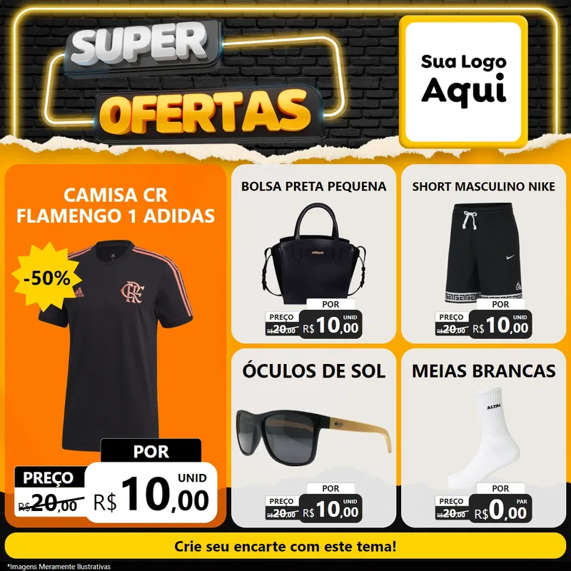 Modelo de Rede Social para Feed Facebook com o tema Super Ofertas para Roupas e acessórios