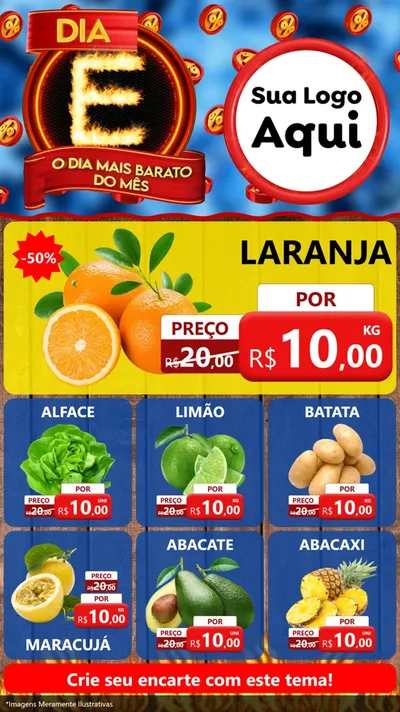 Modelo de Rede Social para Stories com o tema Dia E - O Dia Mais Barato Do Mês para Hortifrúti