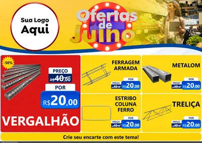 Modelo de Encarte para Encarte A4 Horizontal com o tema Ofertas de Julho para Ferragens
