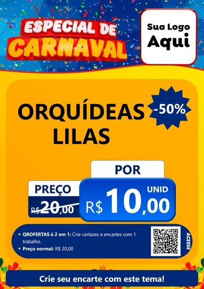 Modelo de Cartaz para Cartaz A4 Vertical com o tema Especial de Carnaval para Floricultura e jardim