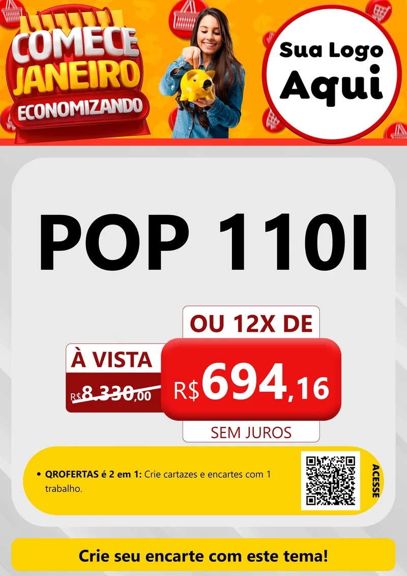 Modelo de Cartaz para Cartaz A4 Vertical com o tema Comece Janeiro Economizando para Concessionaria de Motos