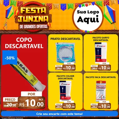 Modelo de Rede Social para Feed Facebook com o tema Festa Junina de Grandes Ofertas para Embalagens