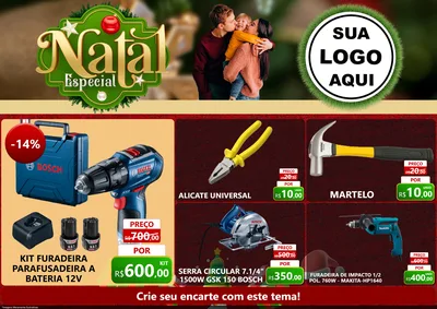 Modelo de Encarte para Encarte A4 Horizontal com o tema Natal Especial para Maquinas e Ferramentas