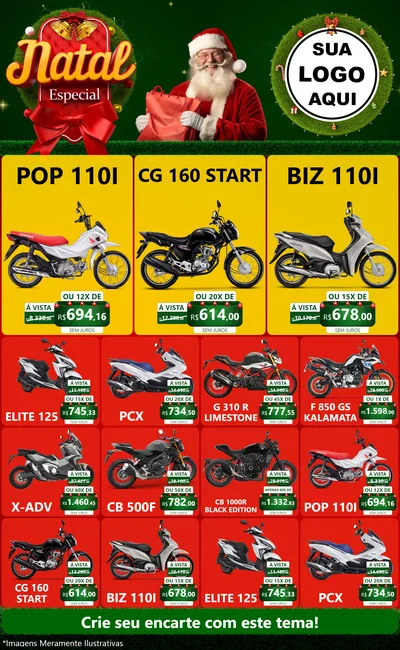 Modelo de Encarte para Encarte Grande com o tema Natal Especial para Concessionaria de Motos