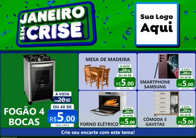 Modelo de Encarte para Encarte A4 Horizontal com o tema Janeiro Sem Crise para Móveis e Eletro