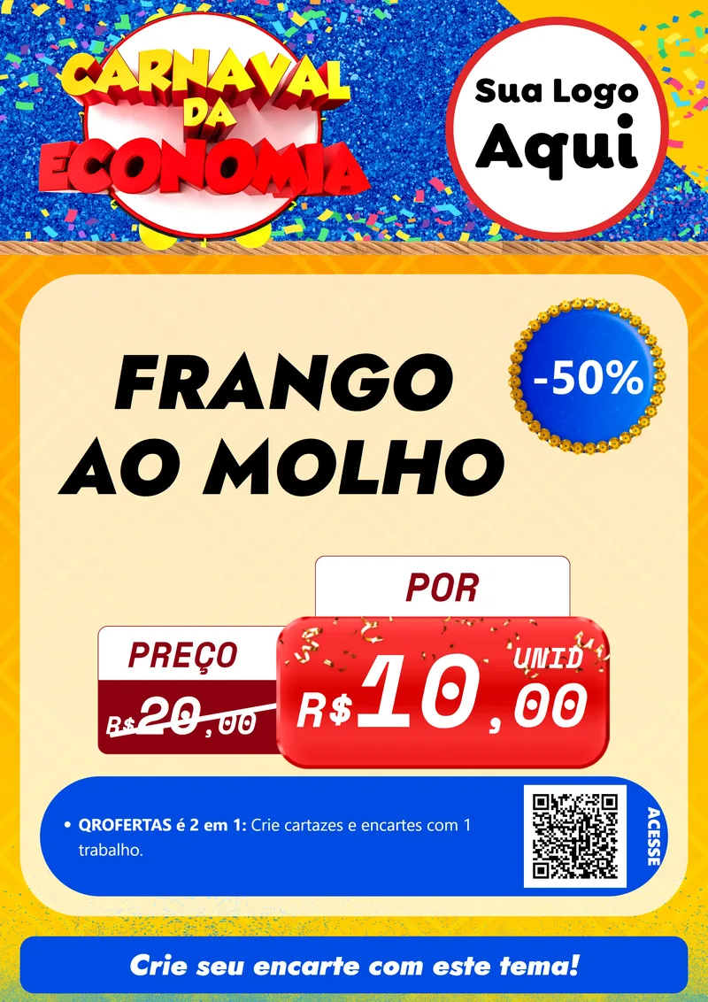 Modelo de Cartaz para Cartaz A4 Vertical com o tema Carnaval da Economia para Restaurante