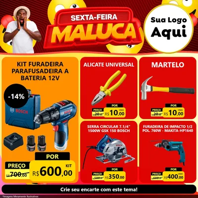 Modelo de Rede Social para Feed Facebook com o tema Sexta-feira Maluca para Maquinas e Ferramentas