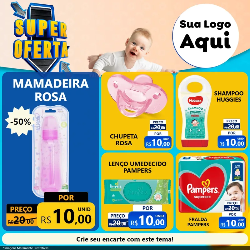 Modelo de Rede Social para Feed Facebook com o tema Super Oferta - Bebê para Bebês