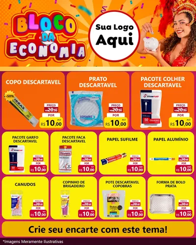 Modelo de Rede Social para Feed Instagram com o tema Bloco da Economia para Embalagens