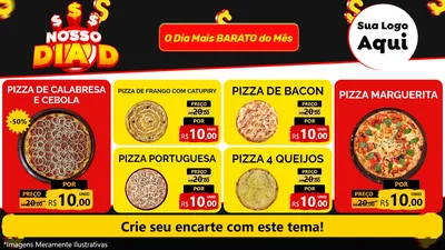 Modelo de TV para TV Horizontal com o tema Nosso Dia D para Pizzaria