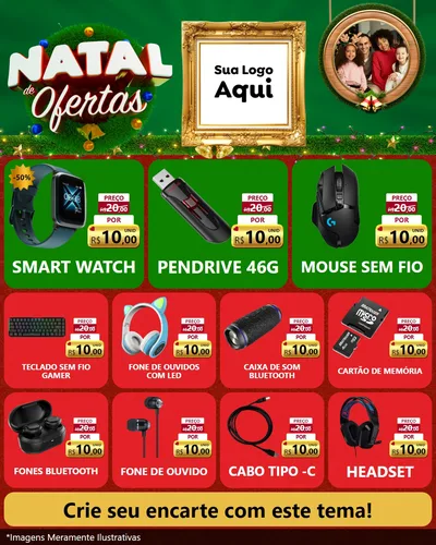 Modelo de Rede Social para Feed Instagram com o tema Natal de Ofertas para Informática