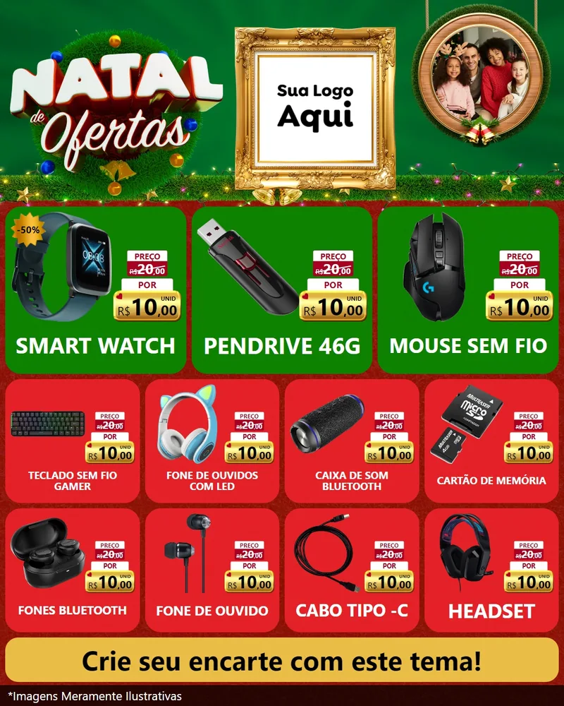 Modelo de Rede Social para Feed Instagram com o tema Natal de Ofertas para Informática