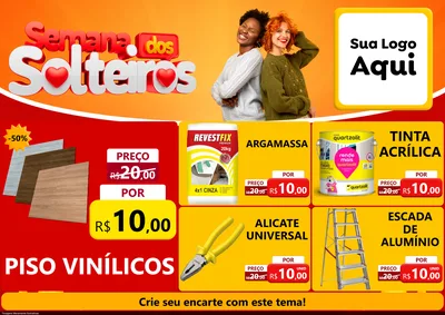Modelo de Encarte para Encarte A4 Horizontal com o tema Semana dos Solteiros para Material para Construção