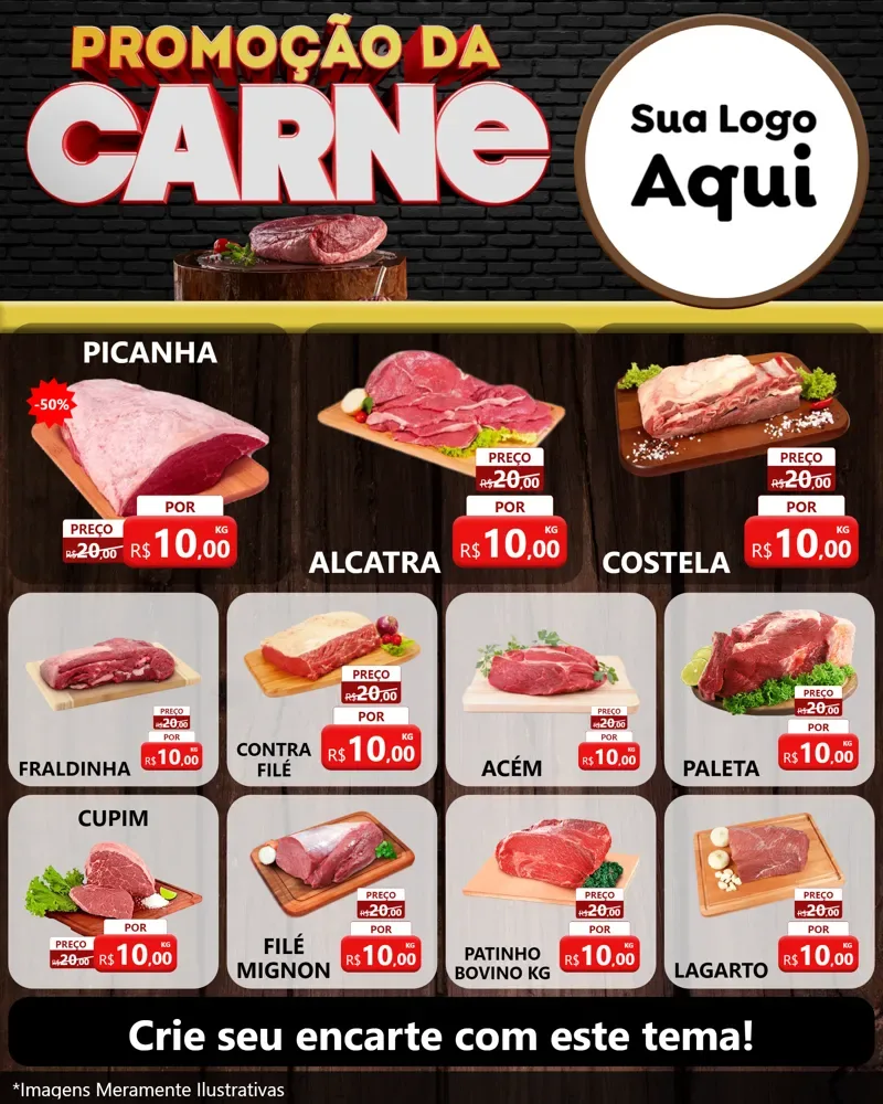 Modelo de Rede Social para Feed Instagram com o tema Promoção da Carne para Açougue