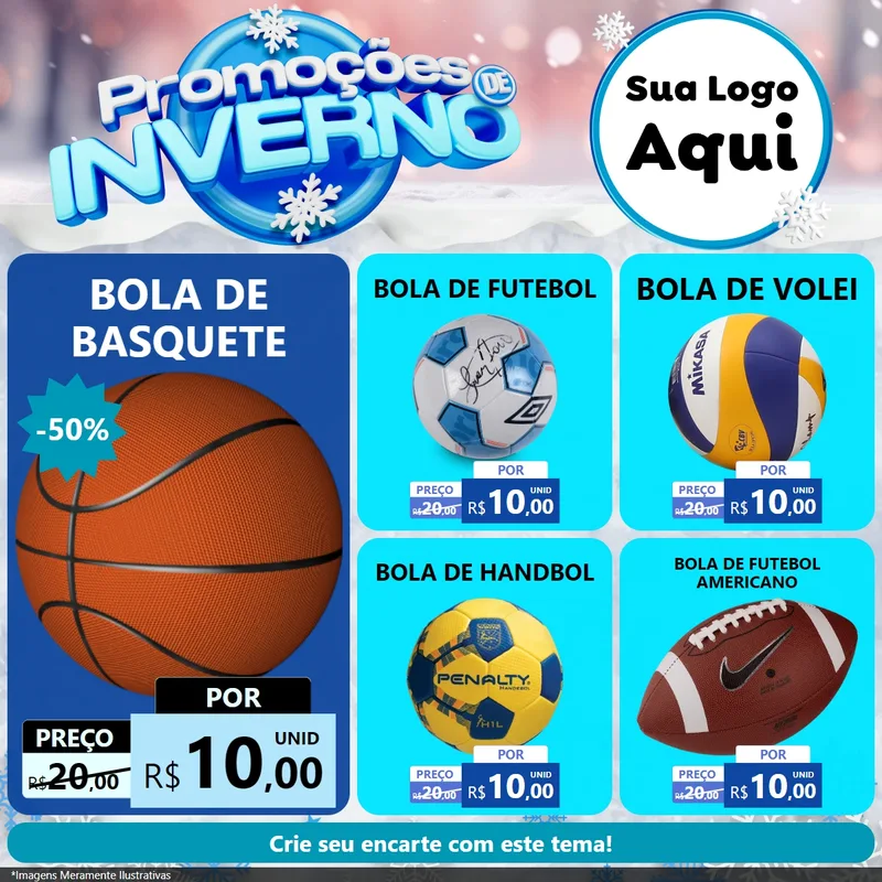 Modelo de Rede Social para Feed Facebook com o tema Promoções de Inverno para Artigos Esportivos