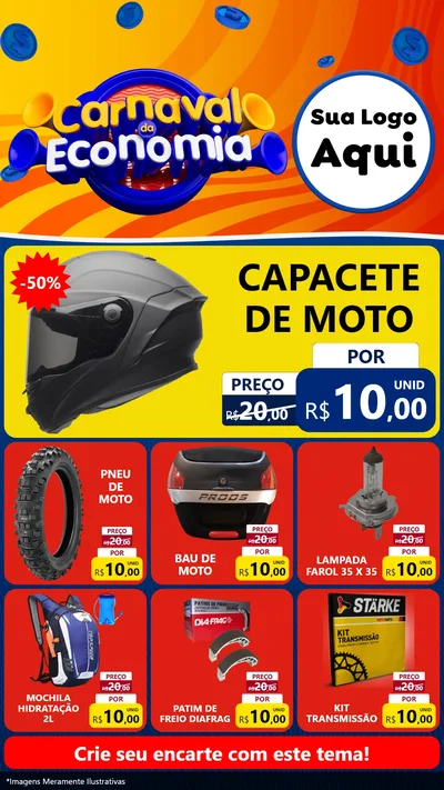Modelo de Rede Social para Stories com o tema Carnaval da Economia para Moto peças