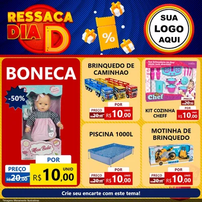Modelo de Rede Social para Feed Facebook com o tema Ressaca Dia D para Brinquedos