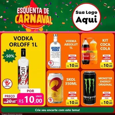 Modelo de Rede Social para Feed Facebook com o tema Esquenta de Carnaval para Distribuidora de bebidas