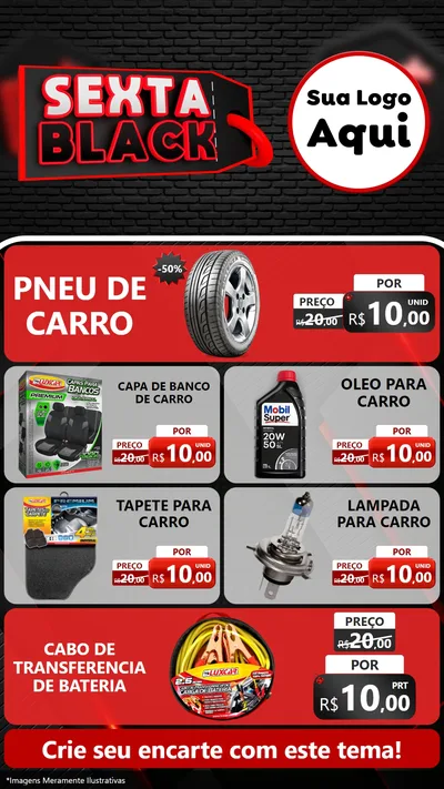 Modelo de TV para TV Vertical com o tema Sexta Black para Auto peças