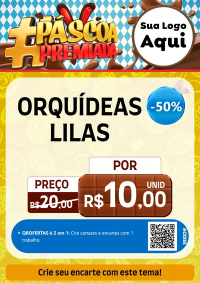 Modelo de Cartaz para Cartaz A4 Vertical com o tema Páscoa Premiada para Floricultura e jardim