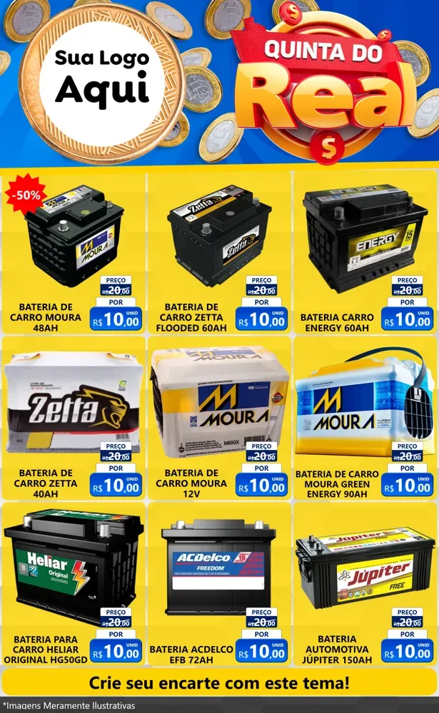 Modelo de Encarte para Encarte Grande com o tema Quinta do Real para Baterias Elétricas