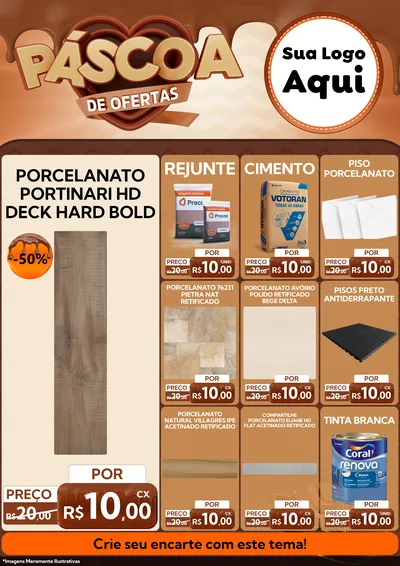 Modelo de Encarte para Encarte A4 Vertical com o tema Páscoa de Ofertas para Pisos e revestimentos