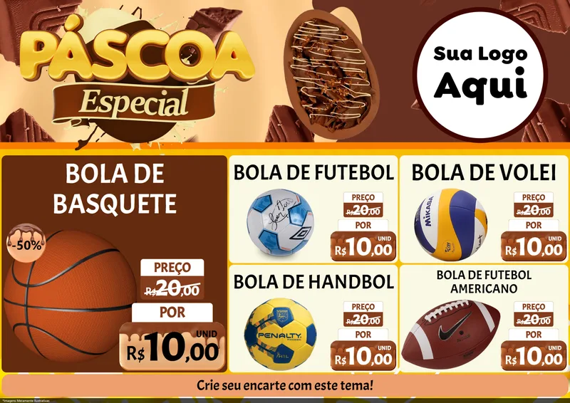Modelo de Encarte para Encarte A4 Horizontal com o tema Páscoa Especial para Artigos Esportivos