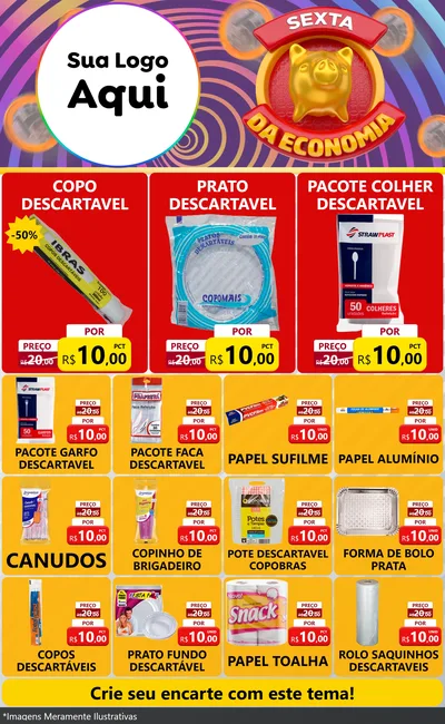 Modelo de Encarte para Encarte Grande com o tema Sexta da Economia para Embalagens