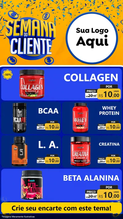 Modelo de TV para TV Vertical com o tema Semana do Cliente para Suplementos alimentares