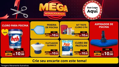 Modelo de TV para TV Horizontal com o tema Mega Reinauguração para Produtos para Piscina