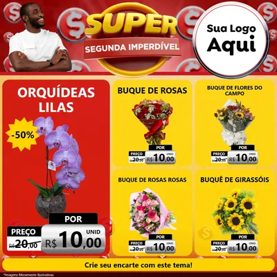 Modelo de Rede Social para Feed Facebook com o tema Super Segunda Imperdível para Floricultura e jardim
