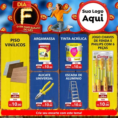 Modelo de Rede Social para Feed Facebook com o tema Dia F - O Dia Mais Barato Do Mês para Material para Construção
