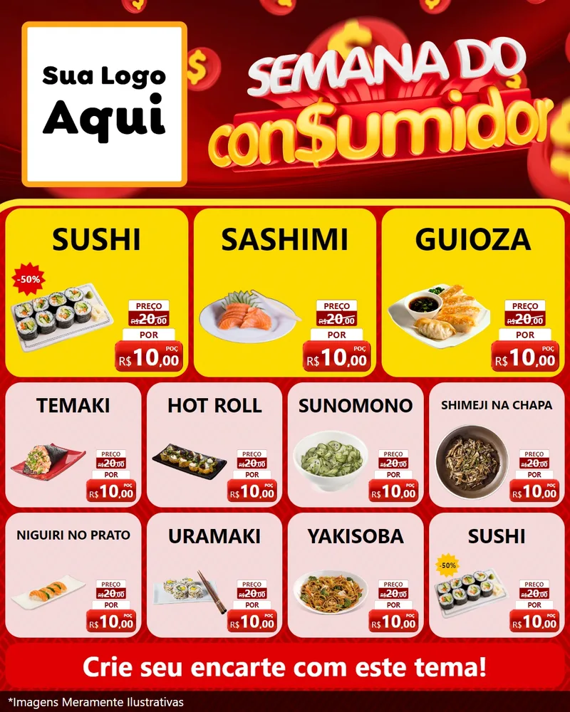 Modelo de Rede Social para Feed Instagram com o tema Semana do Consumidor para Comida japonesa