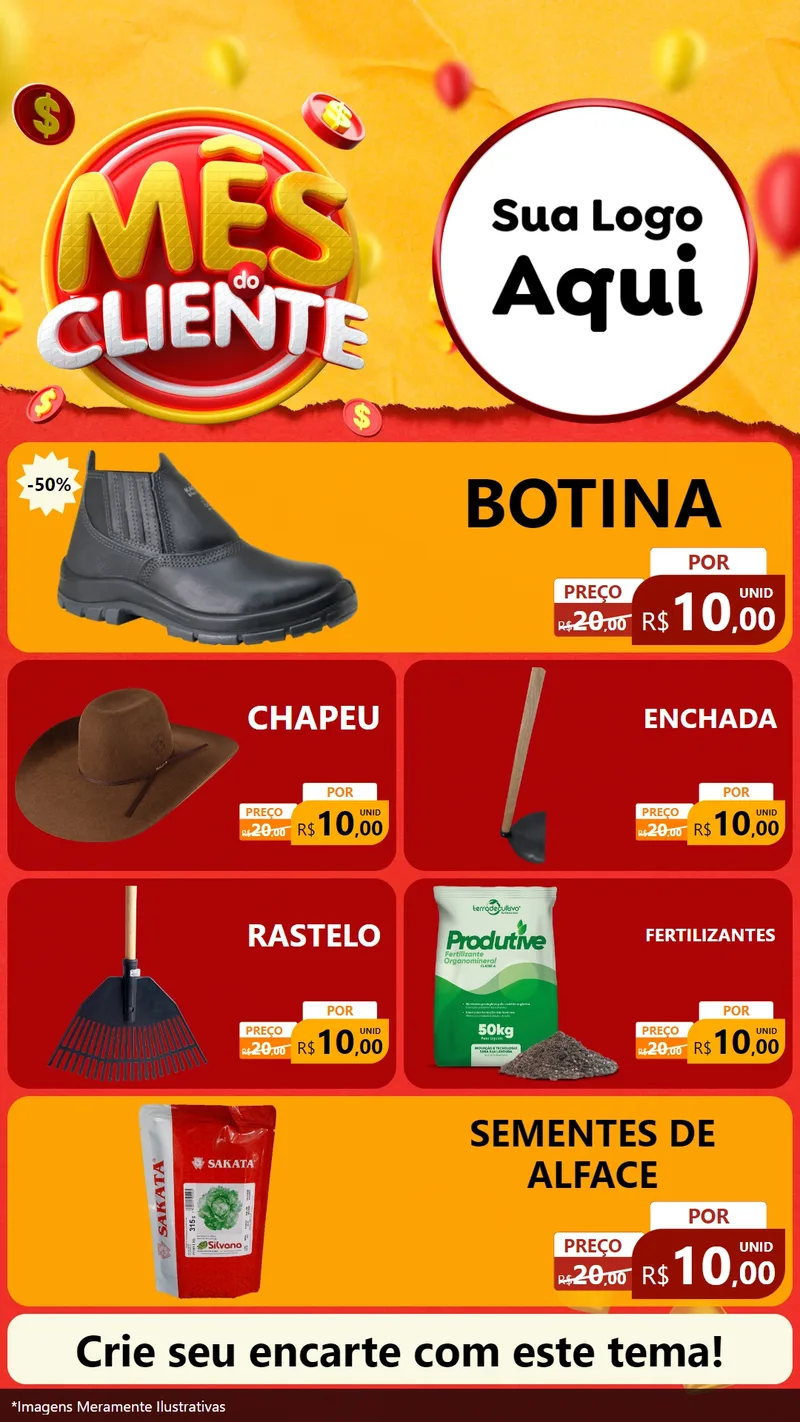 Modelo de TV para TV Vertical com o tema Mês do Cliente para Agropecuária