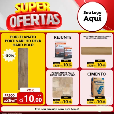 Modelo de Rede Social para Feed Facebook com o tema Super Ofertas para Pisos e revestimentos
