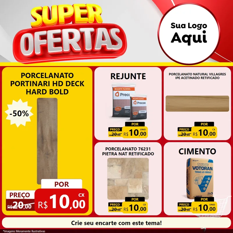 Modelo de Rede Social para Feed Facebook com o tema Super Ofertas para Pisos e revestimentos
